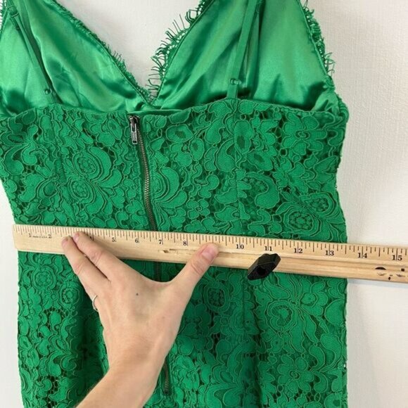 Bardot US 4 XS Emerald Green Lace Sleeveless Midi Dress Slit Bodycon Party - Picture 7 of 15
